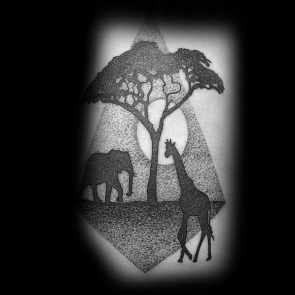 Dotwork Africa Safari Guys Back Tattoos