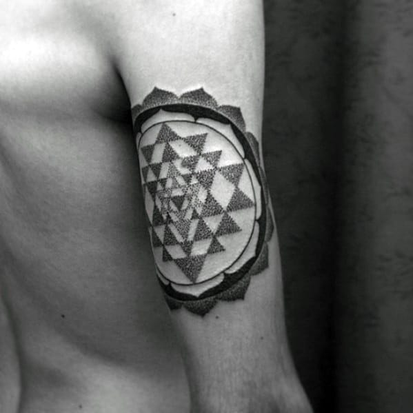 Dotwork Geometric Back Of Arm Triceps Guys Tattoo Designs