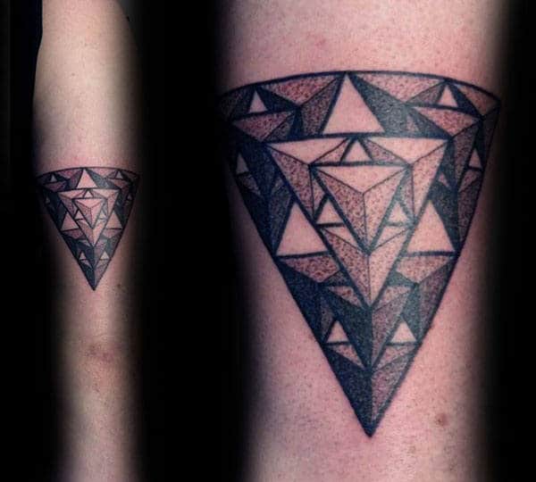 Dotwork Geometricla Triforce Mens Triangular Tricep Tattoo