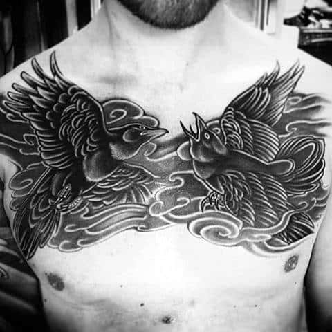 Dotwork Guys Amazing Crow Chest Tattoos