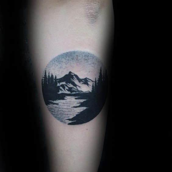 Dotwork Landscape Nature Tattoo Inspiration For Men