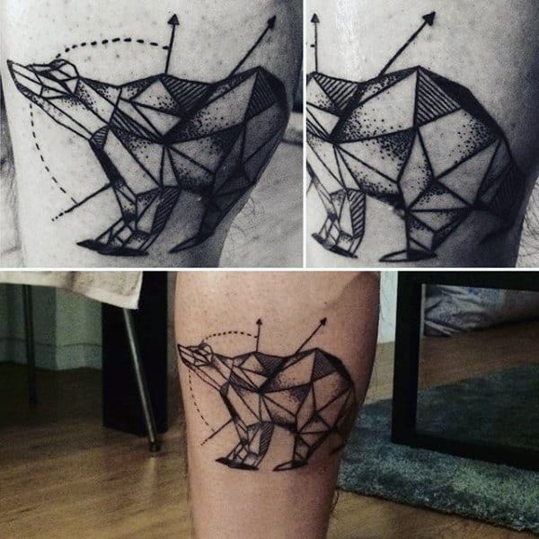 Dotwork Male Geometric Bear Tattoo On Inner Forearm