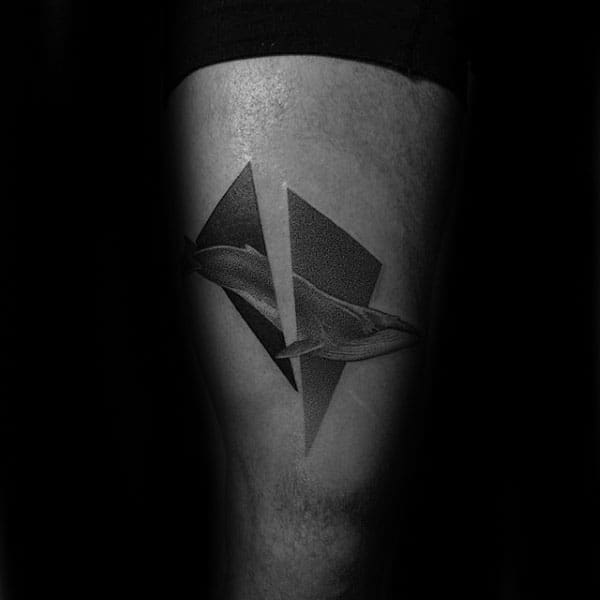 Dotwork Male Whale Male Split Shape Guys Thigh Tattoo Designs