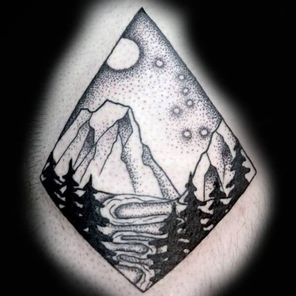 Dotwork Mens Nature Sky Scene Of Big Dipper Constellation Tattoo On Man