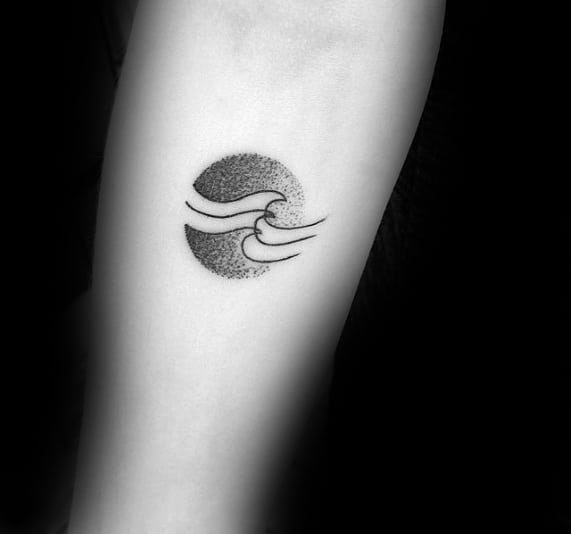 Dotwork Negative Space Simple Wave Mens Inner Forearm Tattoo