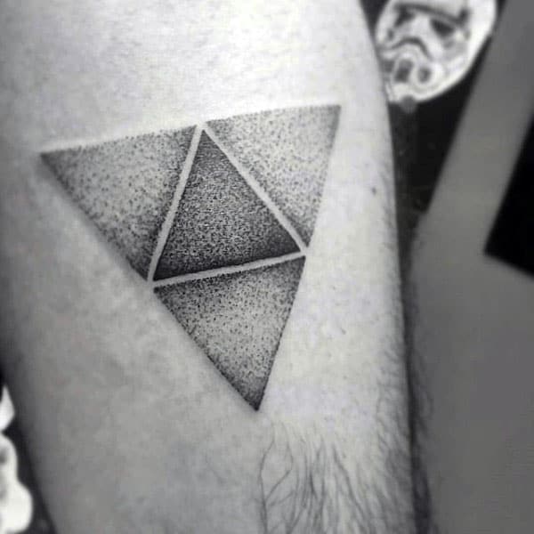 Dotwork Negative Space Triforce Tattos For Males On Arm