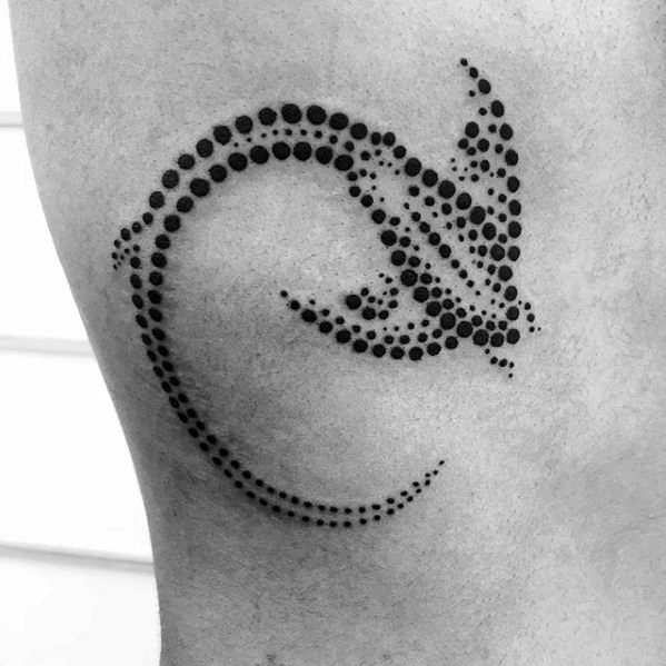 Dotwork Rib Cage Side Male Tattoo With Manta Ray Design