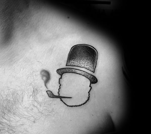 Dotwork Simple Upper Shoulder Guys Top Hat Tattoo Design Ideas