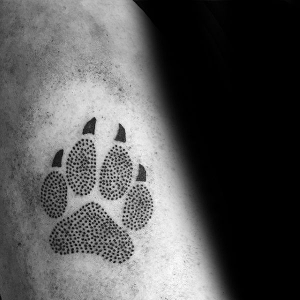 Dotwork Small Simple Guys Wolf Paw Tattoos