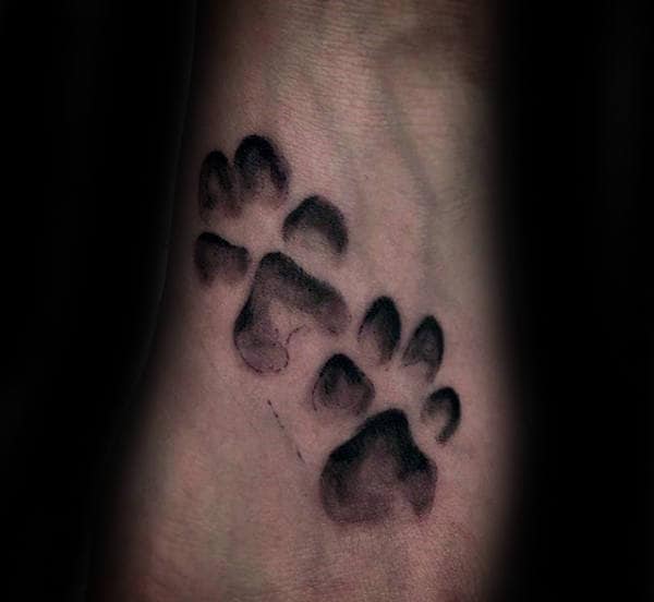 Double Dog Paws Mens Wrist Tattoos