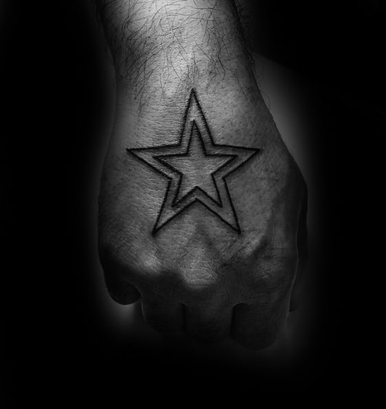 Double Simple Star Outline Hand Tattoos