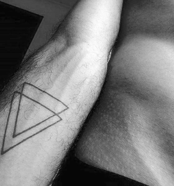 Double Triangle Simple Forearm Tattoos For Guys