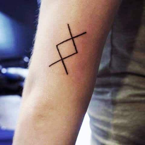 Simple black geometric tattoo on a an arm
