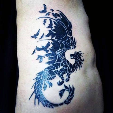 Dragon Birds Flying Tribal Mens Tattoos