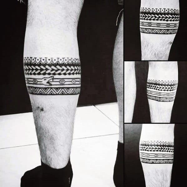 Dragon Eating Tail Guys Pattern Leg Band Tattoo