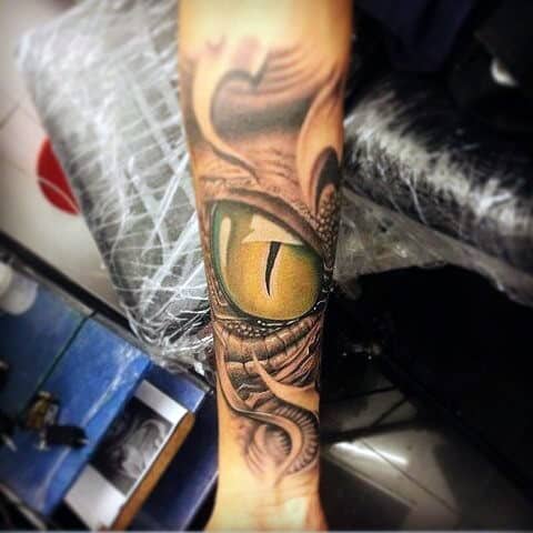 Dragon Eye 3d Mens Forearm Sleeve Tattoo