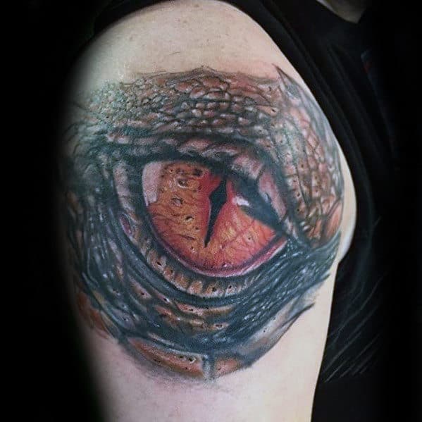 Dragon Eye 3d Mens Shoulder Tattoo