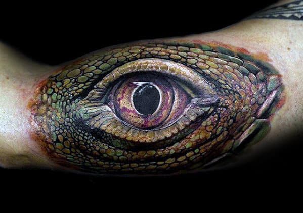 Dragon Eye Male Realistic Arm Tattoo