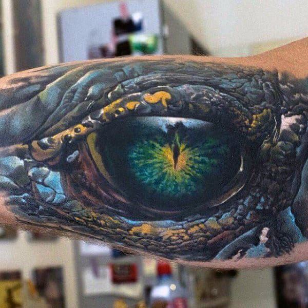 Dragon Eye Mens Colorful Realistic 3d Inner Arm Tattoos