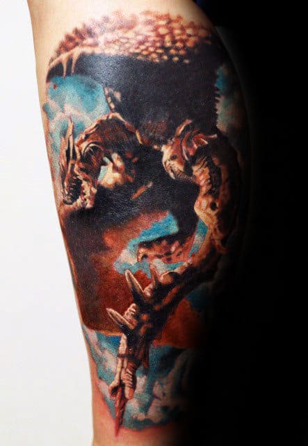 Dragon In The Clouds Realistic 3d Mens Leg Tattoos