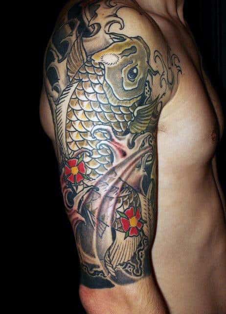 Dragon Koi Fish Men's Tattoos Half Sleeve