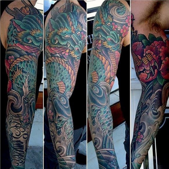 Dragon Mens Unique Sleeve Tattoo