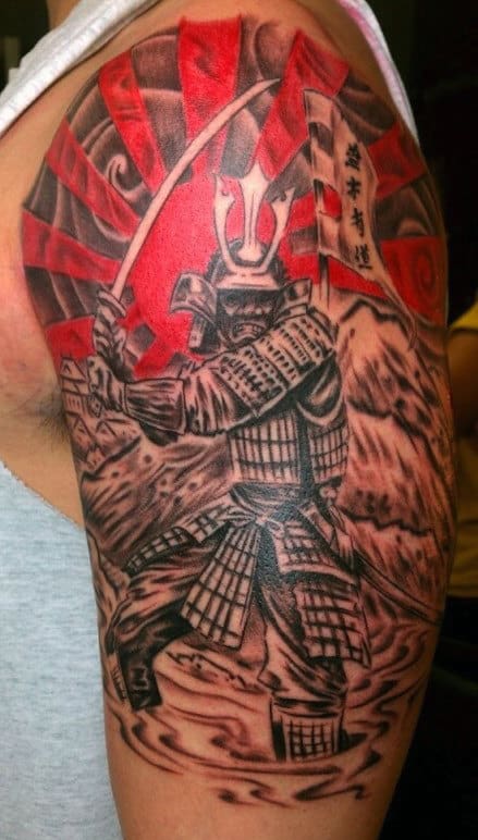 Dragon Samurai Men's Tattoo On Arm