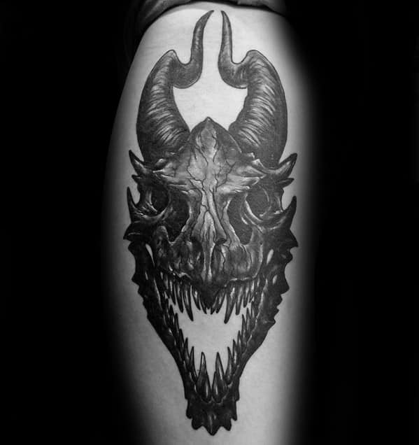 Dragon Skull Arm Tattoo Ideas For Males
