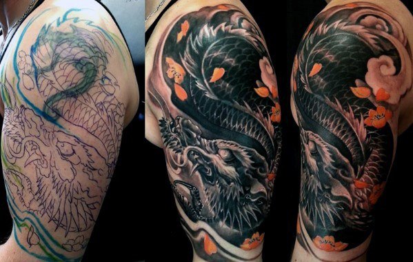 Dragon Tattoo Cover Up Sleeve Designs For Men