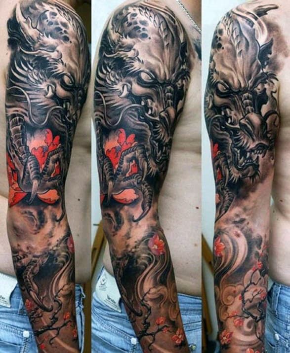 Dragon With Sharp Claws Tattoo Full Sleeves