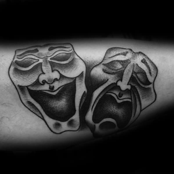 Drama Mask Tattoo Designs For Guys Traditional Old School Inner Arm Bicep