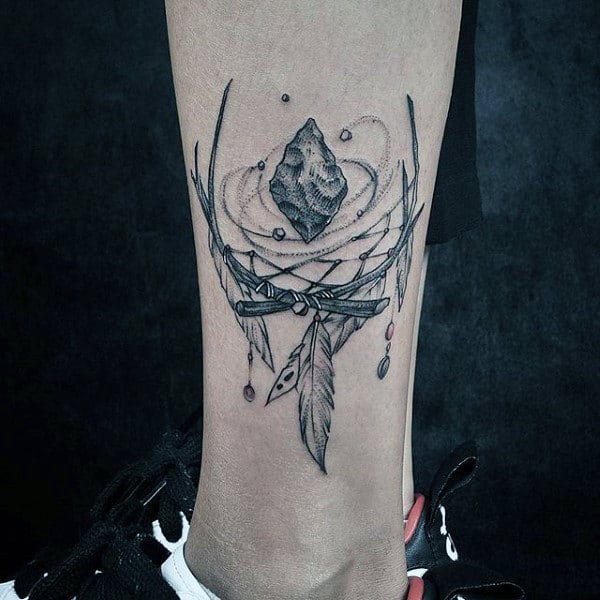 Dreamcatcher Tattoo For Gentlemen On Lower Leg