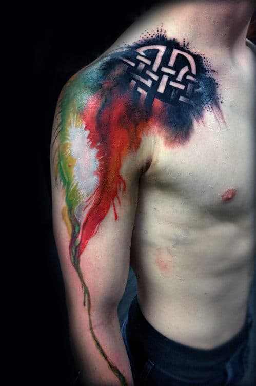 Dripping Paint Watercolor Artistic Mens Celtic Tattoos