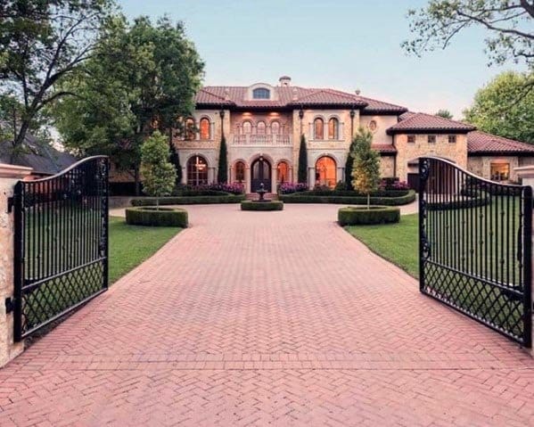 hedge-lined driveway