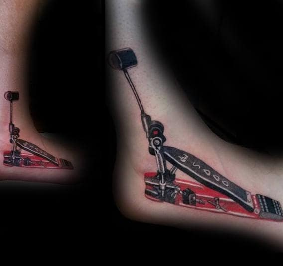 Drum Foot Pedal Mens Tattoo On Foot