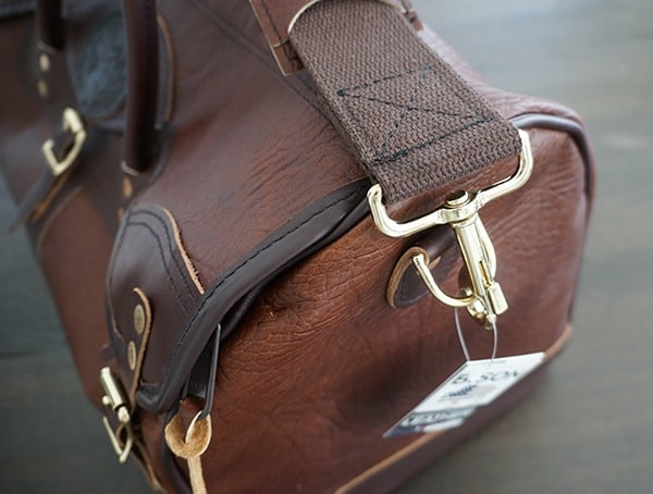 Duluth Pack Bison Leather Sportsman Duffel Attaching Shoulder Strap