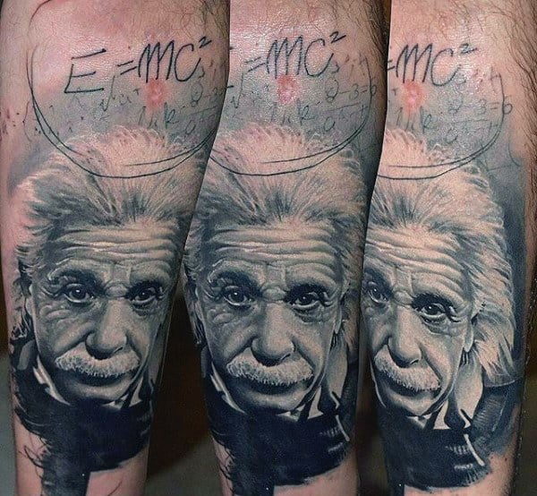 E Equals Mc Squared Einstein Science Tattoo For Men