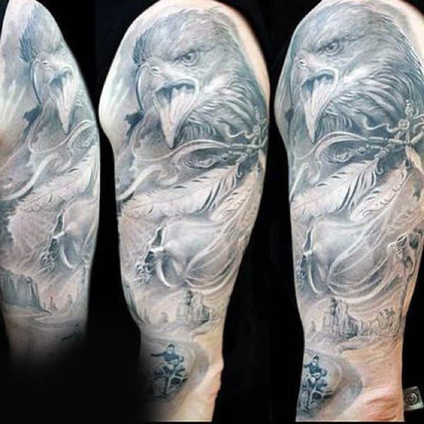 Eagle Biker Mens Full Sleeve Tattoo Ideas