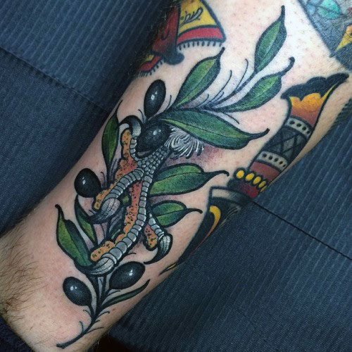 Eagle Claw Mens Olive Branch Leg Tattoo