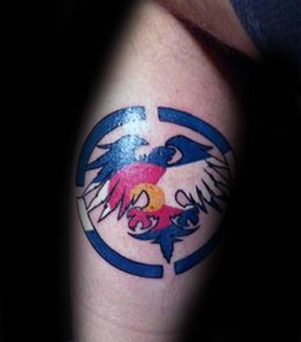 Eagle Colorado State Mens Leg Tattoo Designs