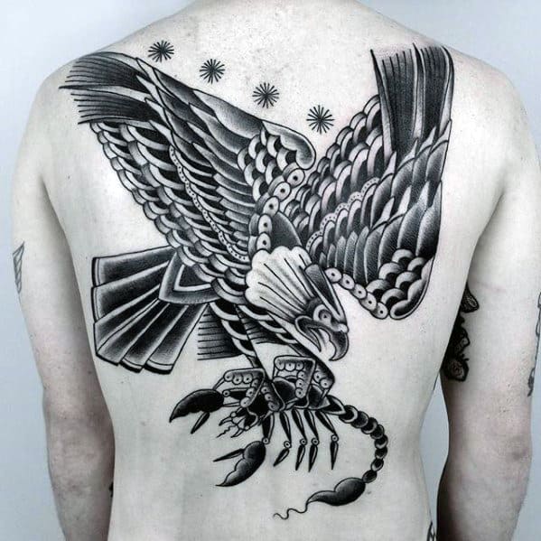 Eagle Scorpion Mens Traditional Back Tattoos