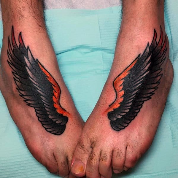 Eagle Wings Guys Traditional Foot Tattoos