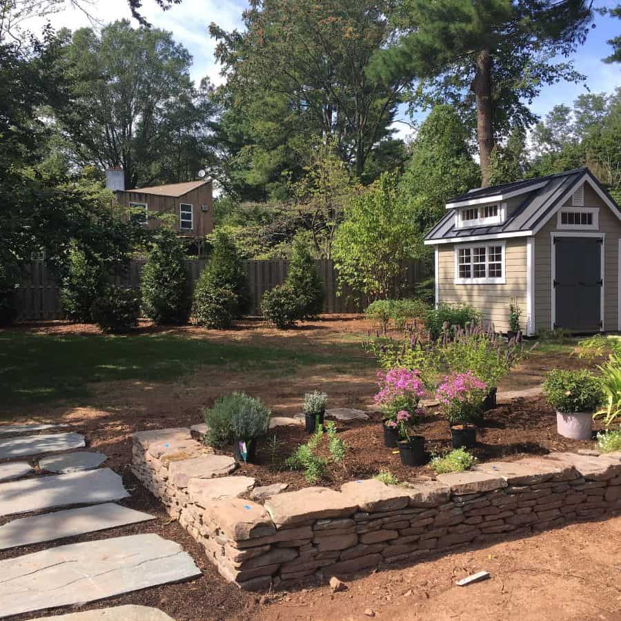 stone retaining wall raised garden bed 