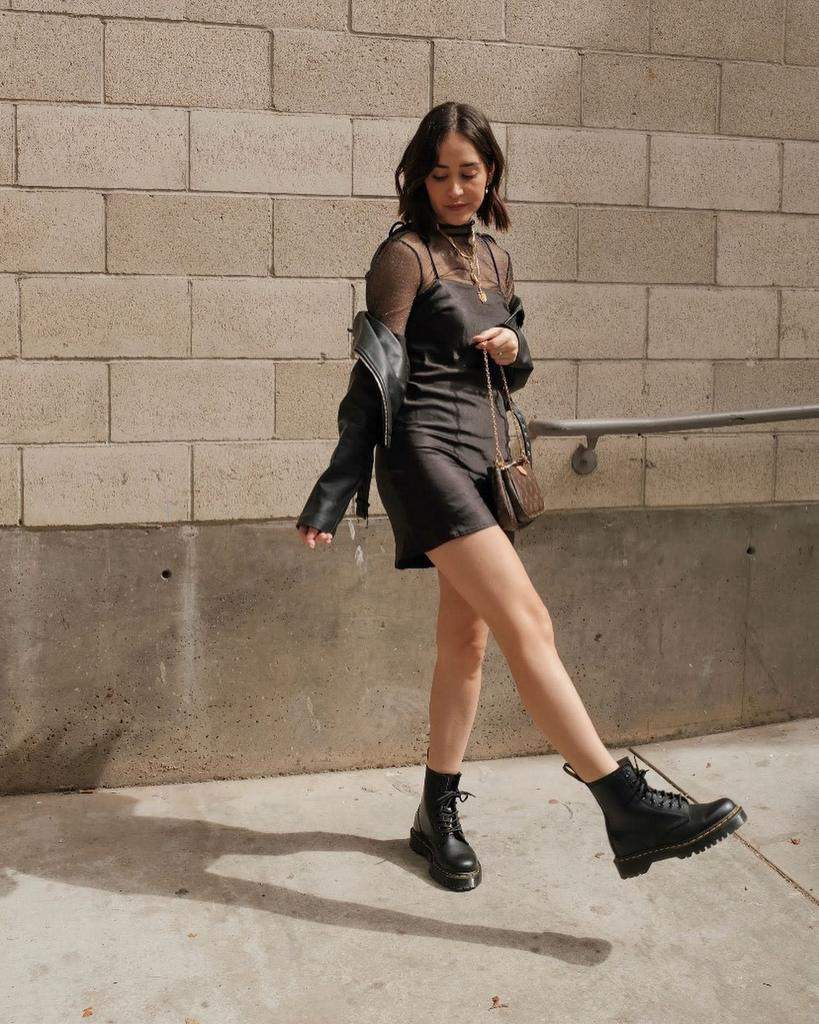 Edgy Dress And Boots Outfit