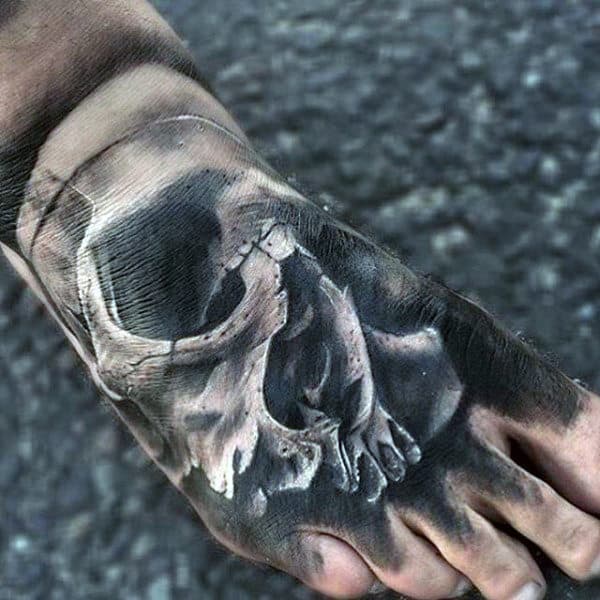 Eerie Skull On Foot Tattoo