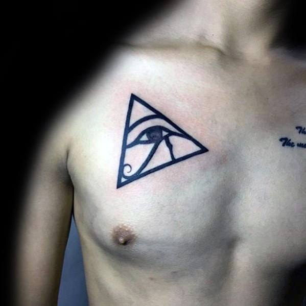 Egyptian Eye Triangle Guys Simple Chest Tattoos