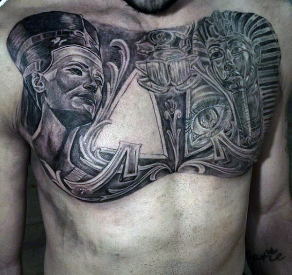 Egyptian Gods Tattoo On Chest For Men