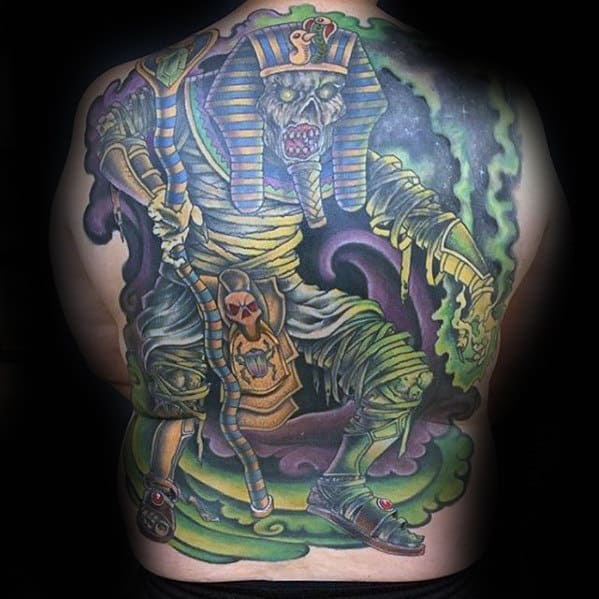 Egyptian Mummy Mens Full Back Tattoo Designs