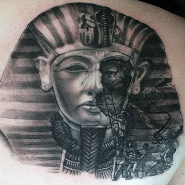 Egyptian Slaves Rebuilding Kit Tut Monument Mens Shoulder Tattoo