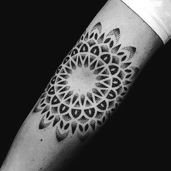 Elbow Crease Geometric Star Dotwork Ditch Guys Tattoo Designs